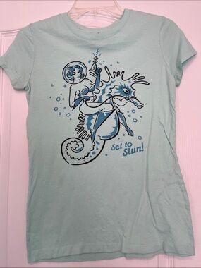 RockSteady space pinup lady seahorses tee